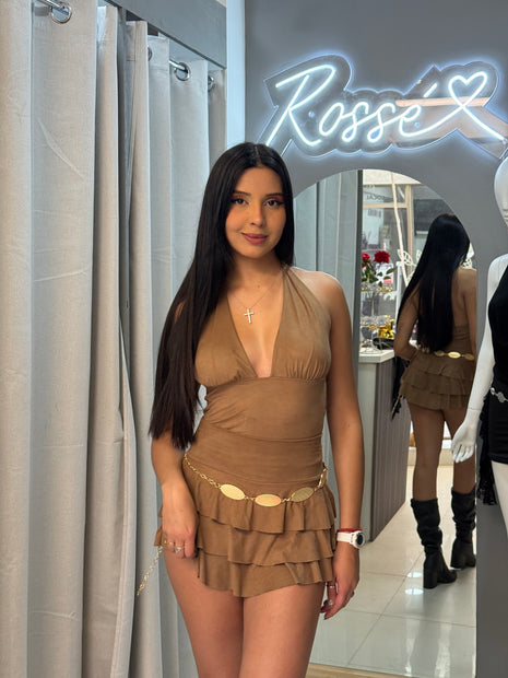 FALDA GAMUZA CAMEL
