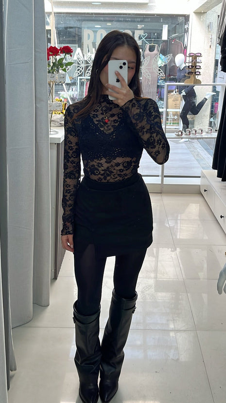 BODY FLOWERS ENCAJE BLACK