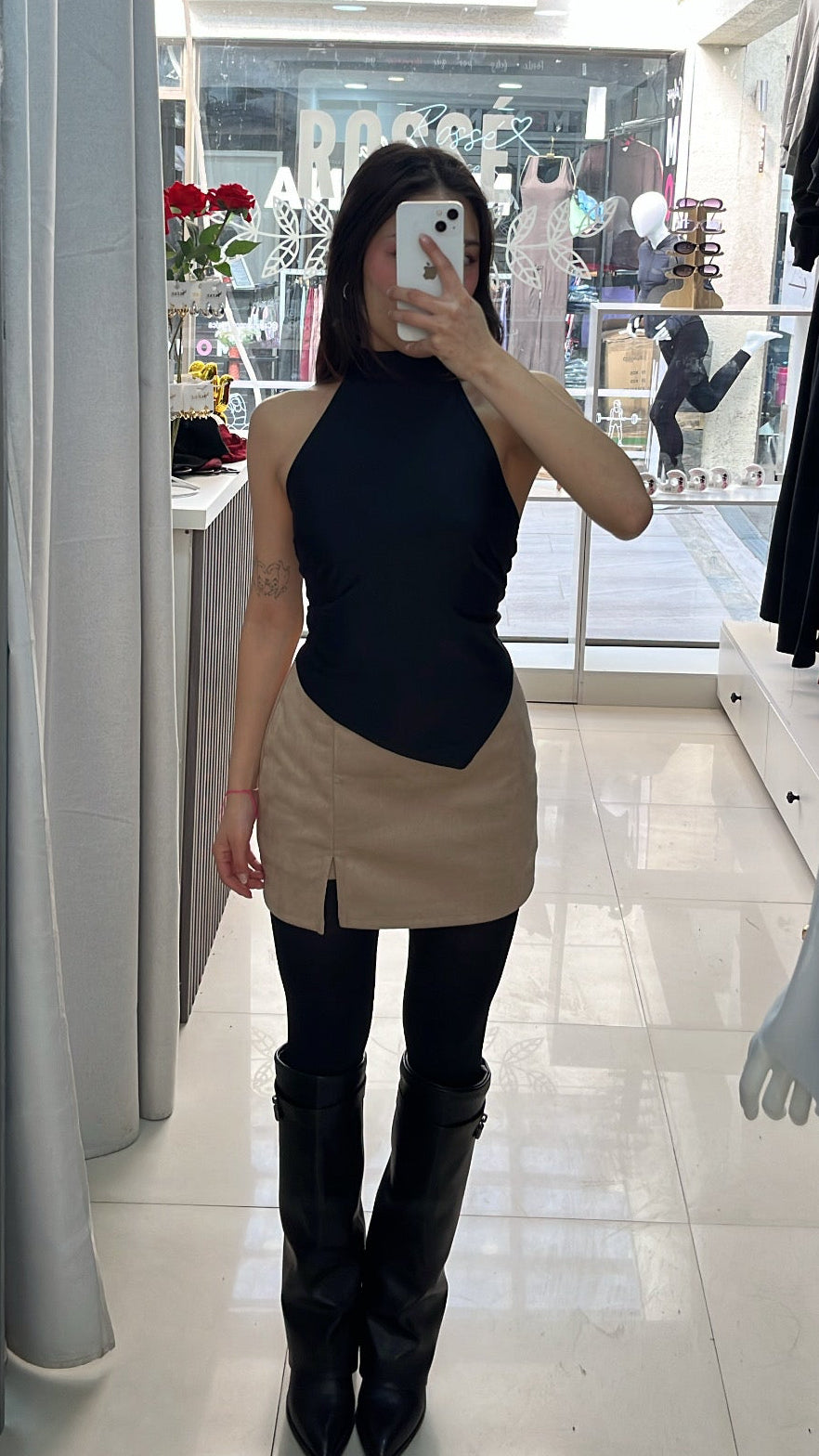 FALDA ATERCIOPELADA BEIGE