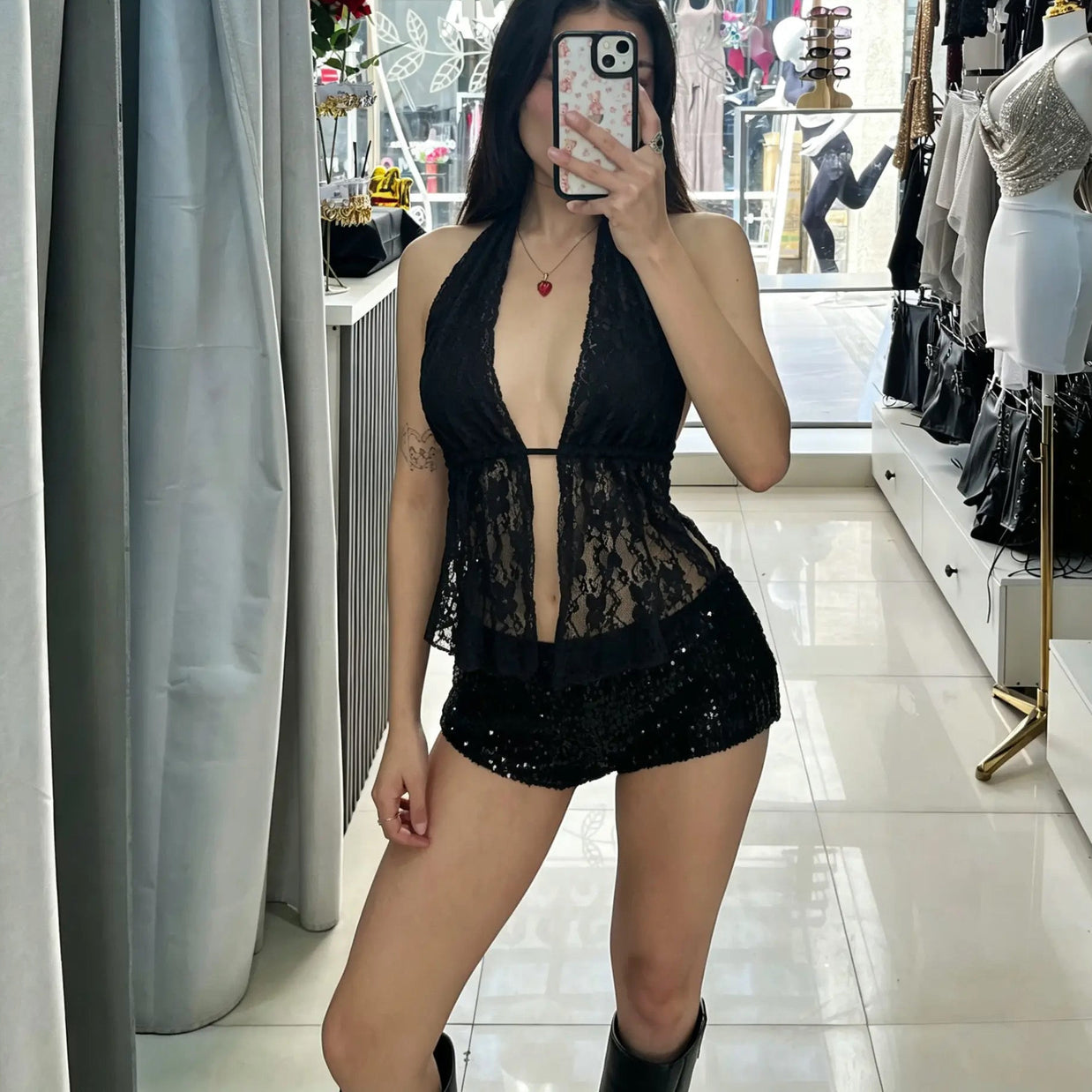 TOP INDIRA BLACK ENCAJE