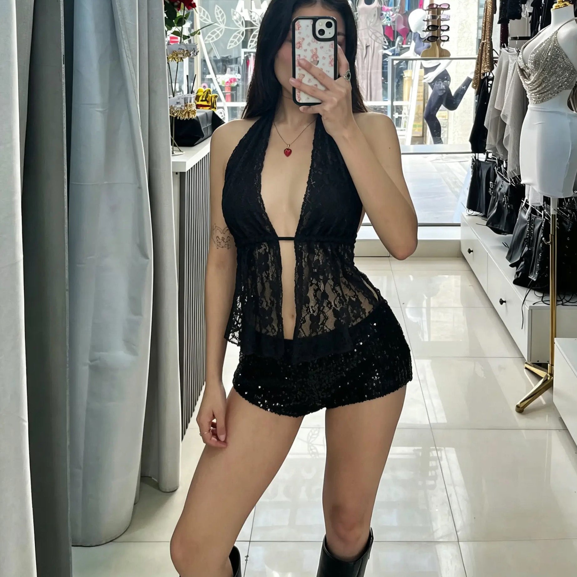 TOP INDIRA BLACK ENCAJE