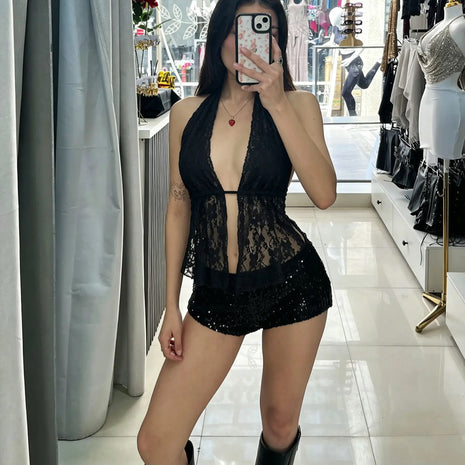 TOP INDIRA BLACK ENCAJE