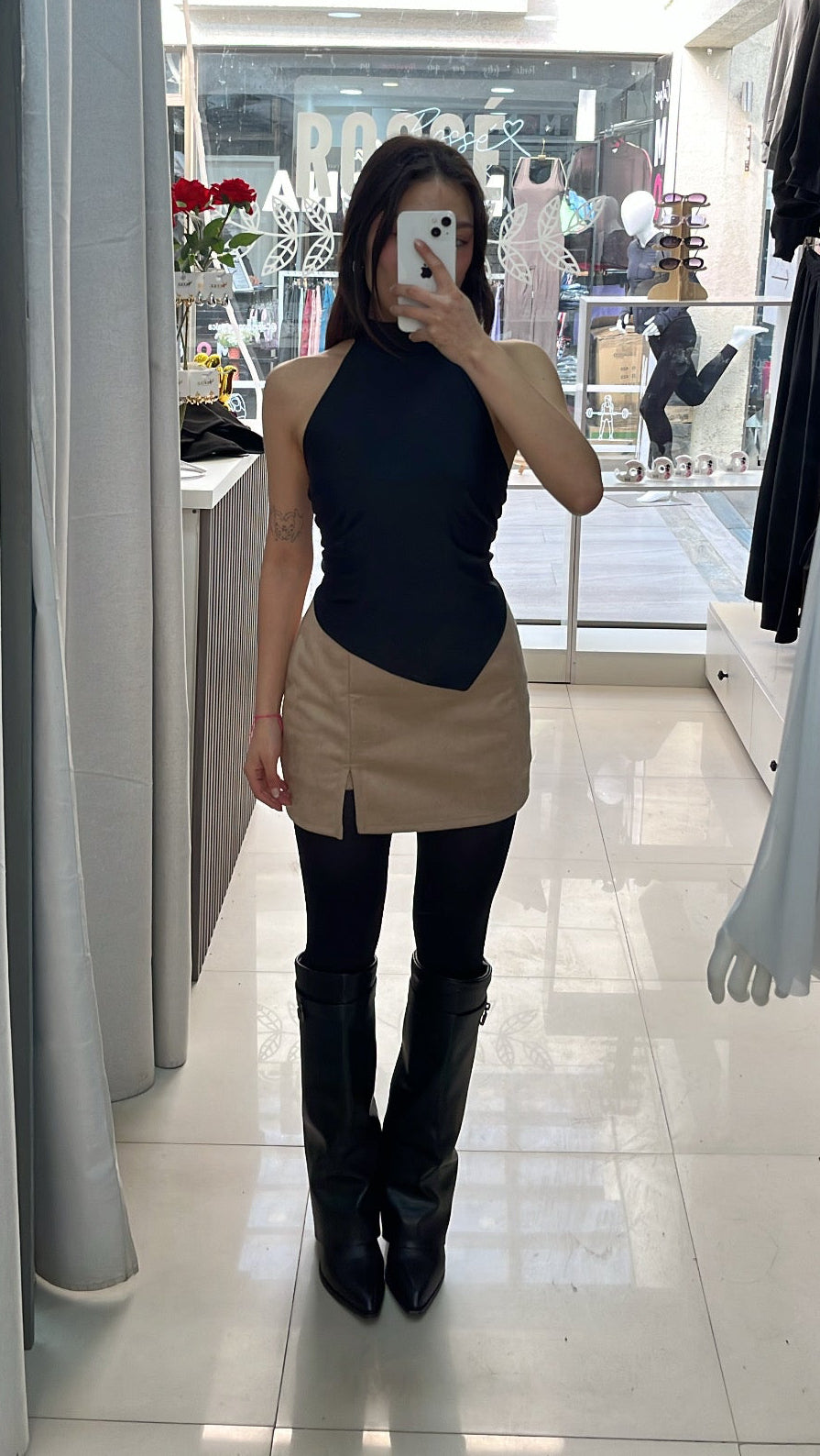 FALDA ATERCIOPELADA BEIGE