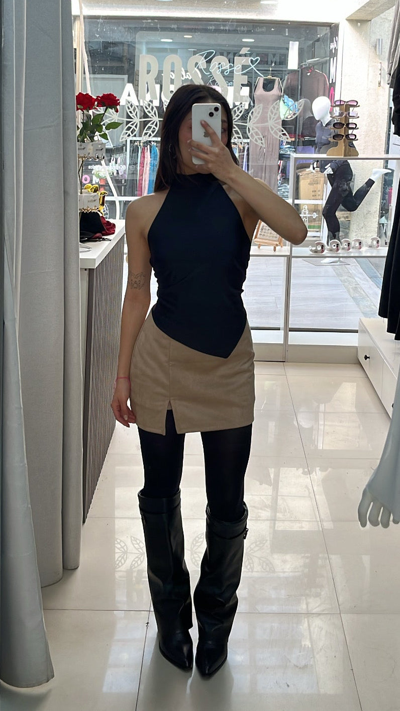 FALDA ATERCIOPELADA BEIGE