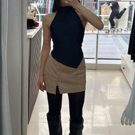 FALDA ATERCIOPELADA BEIGE