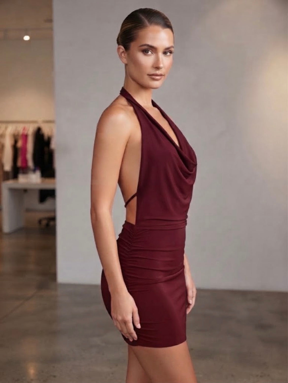 VESTIDO LYCRA BURDEO