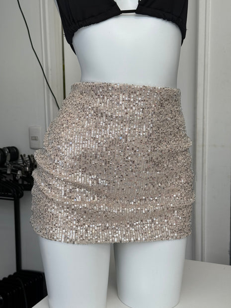 FALDA LENTEJUELAS CHAMPAGNE
