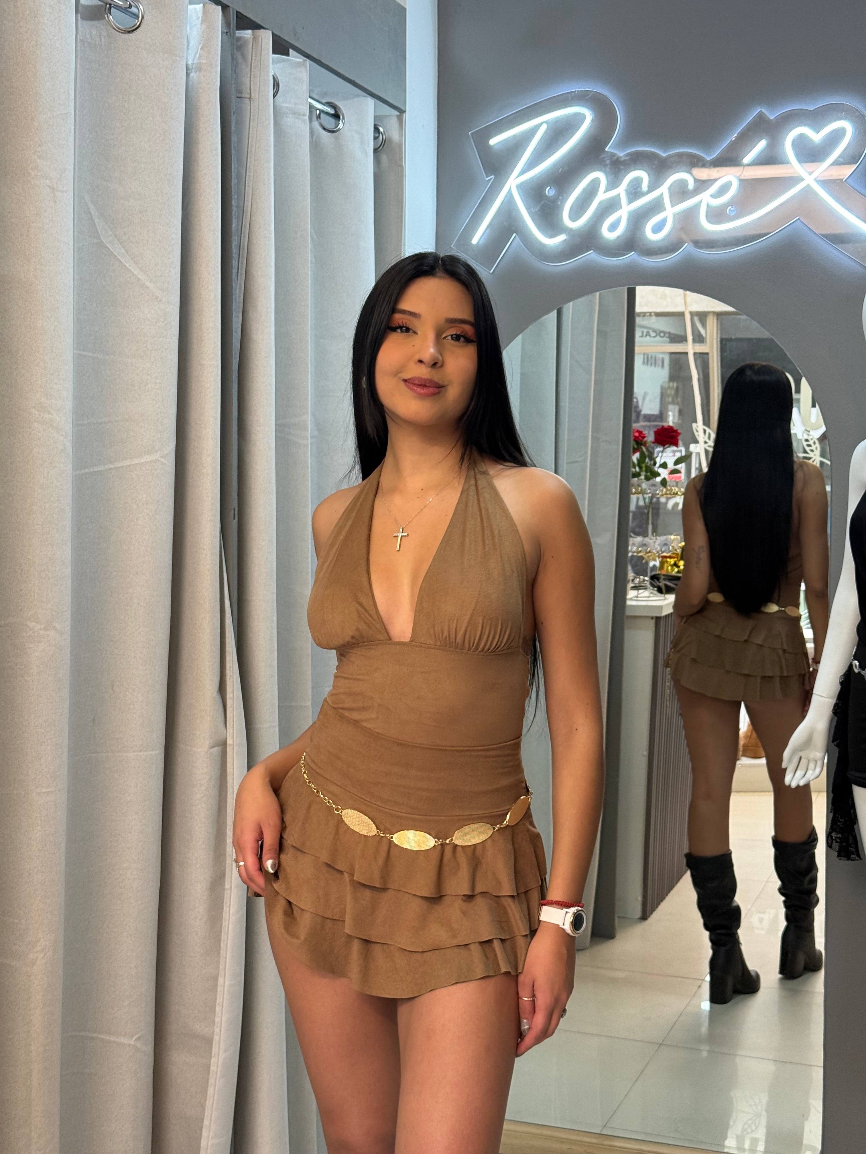 TOP LUCIA CAMEL GAMUZA
